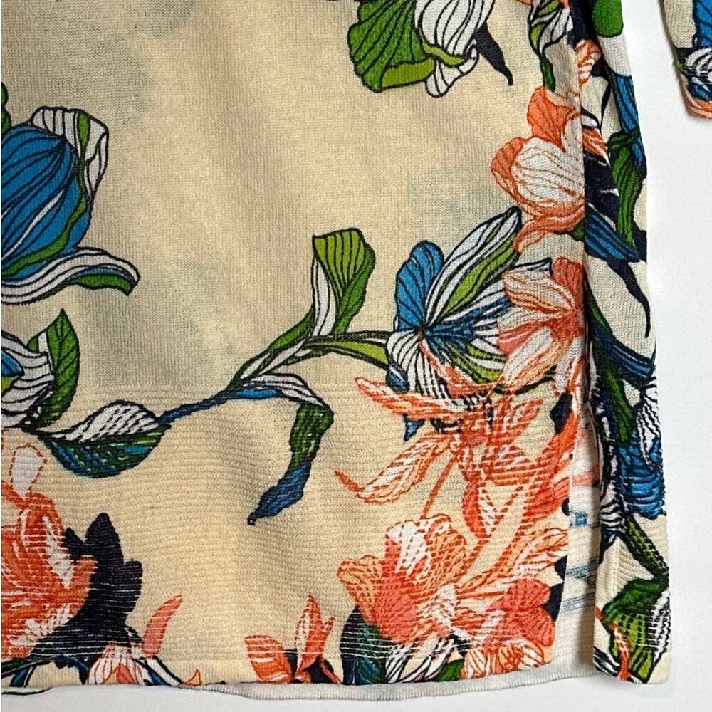 Chico’s The Everyday Cardigan Sweater Floral Print Sz 1 = M Long Sleeves Arsty - Picture 10 of 12